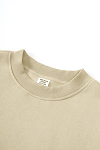 เสื้อสเวตเตอร์สำหรับผู้ชายผ้าคอตตอนหนาผ้าฟลีซคอกลมสีพื้นปักลายสตรีทแวร์ฤดูหนาว - Product Image 4