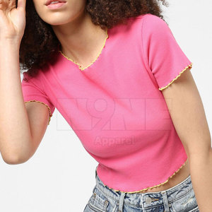 Haute qualité femmes haut court T-Shirt dernière conception haut court T-Shirt coton Polyester femmes haut court T-Shirt - Product Image 5