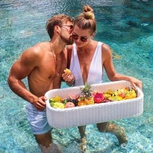 Uxury-bandeja flotante de mimbre para servir, bandeja para fiestas en la piscina - Product Image 4