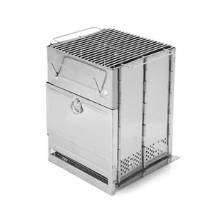 Churrasqueira Portátil de Aço Inoxidável Mini - Fogão a Carvão Dobrável com Kit Rotisserie 0.9KG Leve para Camping ao Ar Livre - Product Image 1
