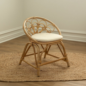 Rattan Kids <b>Chair</b> | <b>Vintage</b> Handmade Toddler Seating with Cushion - Product Image 2