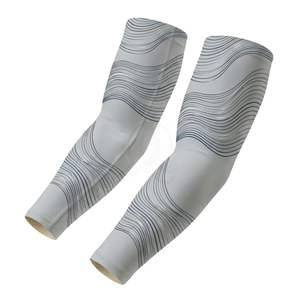 Manchons de bras à motif nid d'abeille hexagonal, gris, imprimé numérique, refroidissement en soie glacée, protection UV, compression, pour le fitness - Product Image 2