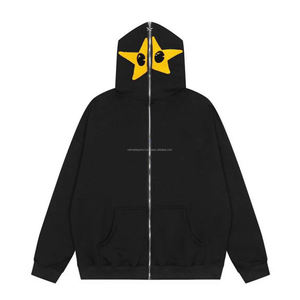 Sudaderas con capucha de diseño más nuevo para hombres Lavado ácido 100% Algodón Bordado Logo Cremallera completa Sudaderas con capucha de hombro caído de gran tamaño para hombres - Product Image 2