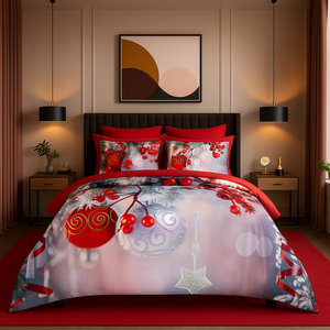 Juego de Funda Nórdica Doble de Algodón Ranforce con Estampado Digital Navideño Moderno y Festivo, 200x220cm, para las Fiestas en Casa - Product Image 6