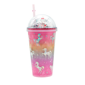 Vaso Térmico Unicornio con Tapa de Cúpula y Popote, 350ml, Plástico PC de Doble Capa, para Niños, Diseño Clásico de Dibujos Animados, Aislamiento Térmico - Product Image 1