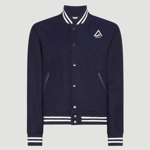 Chaqueta Varsity de Felpa Estilo Americano Personalizada de Fama Mundial, Chaqueta Clásica de Cuero para Hombre con Bordado, Cierre de Cremallera, Logotipo Frontal y Corte Largo - Product Image 1