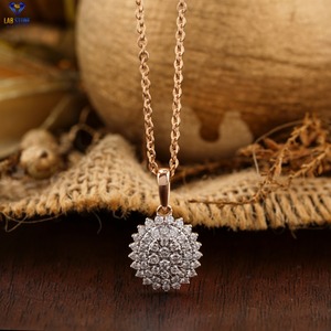 0.871 TDW colgante y pendiente de diamante de corte brillante redondo con cadena 18K oro rosa certificado/Joyería de diamantes no certificada - Product Image 2