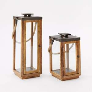 Linterna de vela de madera de granja rústica linterna de madera hecha a mano para luz ambiental sala de estar dormitorio decoración del hogar - Product Image 2