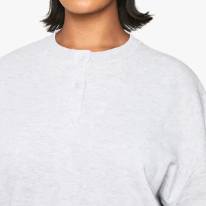 OEM logo personnalisé femmes hiver Tie Dye ras du cou sweat bouton épaule tombante sweat à capuche Logo avant Position 100% coton polaire - Product Image 3