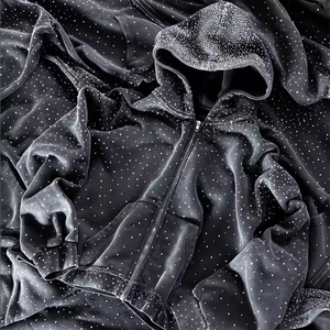 Sudadera con capucha para hombre de moda personalizada de calle con diamantes de imitación al por mayor - Product Image 4