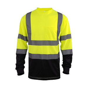 Camisas de manga larga de alta visibilidad para hombres y mujeres, camisas de seguridad reflectantes de alta visibilidad de clase 3, poliéster térmico compatible con ANSI - Product Image 4