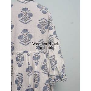 Robe en coton bohème légère pour femmes, imprimé floral fait à la main, motif à blocs, décontractée, pour les fêtes d'été, lavable - Product Image 6