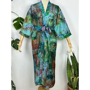 Upcycle Boho Chic Vintage Elegance Silk Sari Kimono Recycled House <b>Robe</b> Duster Cardigan <b>Beach</b> Cover up Sarong - Product Image 1