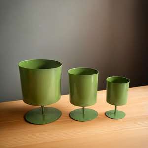 Manufacturer's Set of 3 Aluminium Planters Premium <b>Metal</b> Candle Holders <b>Lanterns</b> Candle Jars - Product Image 3