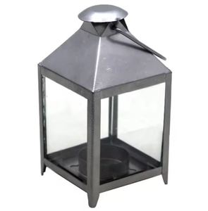 Linterna decorativa de hierro para decoración del hogar, soporte de vela con recubrimiento de polvo de plata mate, hecho a mano, personalizado - Product Image 1