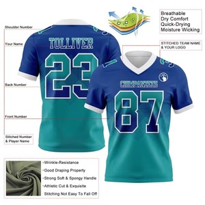 Maillot de football américain personnalisé haute performance, respirant, en maille, 100 % polyester, forme carrée, motif dégradé, pour l'entraînement - Product Image 4