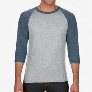 Men's Regular Fit Knitted Long Sleeve <b>Raglan</b> <b>T</b>-<b>Shirt</b> O-Neck Solid Color Casual Style Black and Gray Front Logo 100% Cotton - Product Image 6