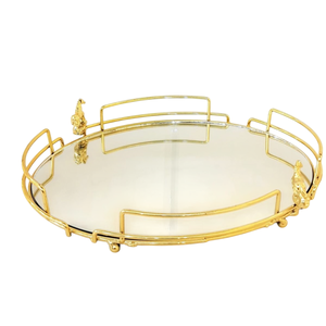 Classic Design Modern Glam Rectangular <b>Mirror</b> <b>Tray</b> Silver Finish Metal Frame Decorative Storage Vanity Ottoman Home Decor <b>Tray</b> - Product Image 5