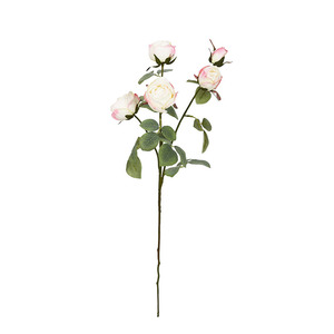 Alta calidad Louis Quintet Blooms Flor artificial Borde quemado Rosa Cinco cabezas Tallos de rosas para la decoración de la boda - Product Image 4