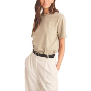 Camiseta informal de algodón con cuello redondo para mujer, Camisetas básicas sencillas de moda de talla grande para mujer, transpirable para verano, Color sólido teñido liso - Product Image 3