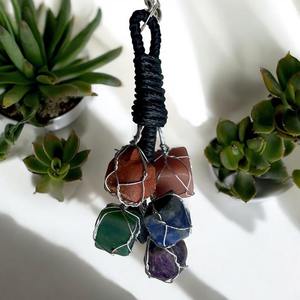 Porte-clés poli des sept chakras de qualité supérieure, écologique, purification énergétique et protection, décoration d'intérieur Feng Shui, rond - Product Image 2