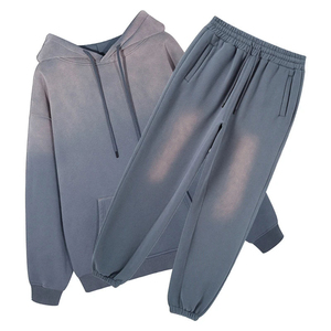 Survêtements à capuche pour homme personnalisés, lourds, surdimensionnés, épaules tombantes, délavés au soleil, 100% coton, survêtements décontractés vierges - Product Image 5