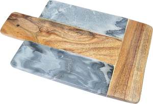 Planche à découper en bois et marbre blanc de forme rectangulaire de qualité supérieure aspect simple et attrayant disponible au prix le plus bas - Product Image 6