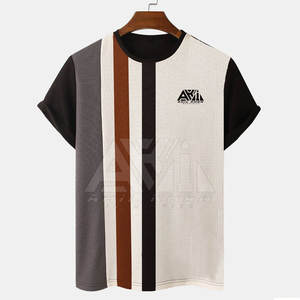 Camiseta de Cuello Redondo y Manga Corta para Hombre, Diseño Color Block, Ropa Casual, Logotipo Personalizado, OEM, ODM - Product Image 1