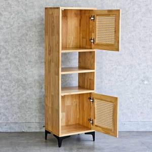 Estante Decorativo de Diseño Escandinavo KTB68174 de 40x30x120cm con Cajones Giratorios Hechos de Madera de Caucho para Hogar, Oficina, Sala de Estar, Dormitorio - Product Image 5