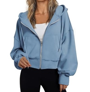 French Terry เสื้อกันหนาวมีฮู้ดกลางแจ้ง, เสื้อฮู้ดกันหนาวแบบหนาเสื้อออกกำลังกายโยคะลำลองระบายอากาศได้ดีมีฮู้ดฤดูหนาวสำหรับเด็กผู้หญิง - Product Image 1