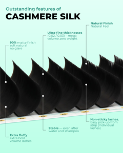 High quality cashmere 0.2 <b>lashes</b> glamorous volume <b>lash</b> trays tapered tips natural soft cashmere <b>lash</b> extensions manufacturer - Product Image 3