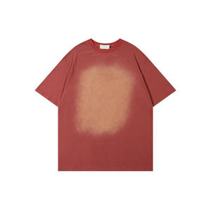 T-shirt épais de haute qualité 100% coton à col rond et à épaules tombantes avec motif solide délavé avec logo personnalisable - Product Image 1