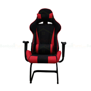 Home Office Red Leather Gaming <b>Chair</b> with Steel Frame Adjustable Armrest Contemporary Design Kneeling Base & Extendable Design - Product Image 2