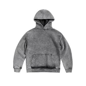 Haute qualité sur mesure hommes sweats à capuche à manches longues nouveauté puces chaudes lavage acide soleil fondu sweats à capuche avec motif solide - Product Image 1