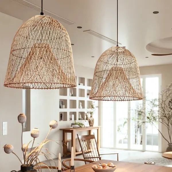 Rattan Pendant Light Lampshade for Living Room Bedroom Kitchen Island Patio Home Decor Sustainable Lighting for All Decor Styles