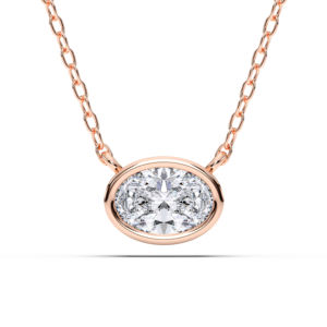 Collier pendentif solitaire en diamant de laboratoire de taille ovale de 3,00 carats E-F/VVS-VS, minimaliste moderne, serti en platine 950 - Product Image 2