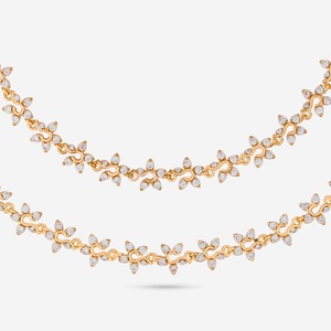 Chevillères de mariage bohèmes en zircon 187120 en acier inoxydable plaqué or avec chaînes de strass et perles, motif crochet, style bohème Payal - Product Image 4