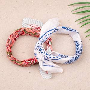Handblock Printed Cotton <b>Bandanas</b> Set Of 2 Lightweight Summer Headwrap Beach Bandana Birthday Gift - Product Image 6