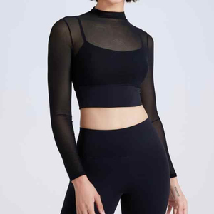 Quick Dry Women's Elastic Waist Print Long Sleeve Yoga <b>Pants</b> <b>Mesh</b> Layer Soft Spandex Nylon Breathable Slim Fit Workout - Product Image 4