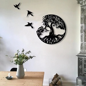 Décoration <span class=keywords><strong>murale</strong></span> ronde en fer <span class=keywords><strong>de</strong></span> style Art déco personnalisée <span class=keywords><strong>de</strong></span> haute qualité, <span class=keywords><strong>arbre</strong></span> <span class=keywords><strong>de</strong></span> <span class=keywords><strong>vie</strong></span>, plaque <span class=keywords><strong>de</strong></span> porte en métal - Product Image 1
