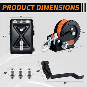 AMBITION 16000lbs Ağır Hizmet Tekne Treyler Vinci, 26FT Kayış, 2 Yönlü Kilitli Mekanizma ve 4:1 Dişli Treyler Vinci, Taşınabilir El Kranklı Vinci - Product Image 2