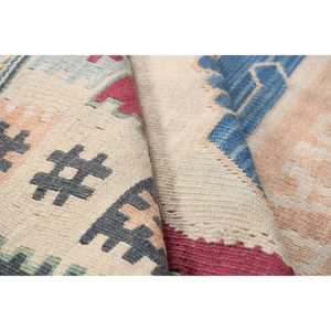 Alfombra Turca Vintage de Kilim con Diseño de Patchwork, 2.8x2.8 pies (86x85 cm), Lana Roja, Ecológica, con Respaldo de Látex, para el Hogar - Product Image 5