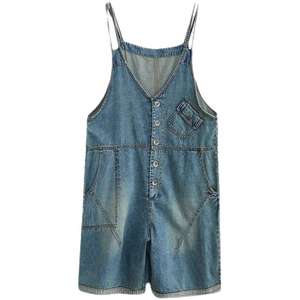 Summer Short Loose Big Size Wide Leg Denim Overalls <b>for</b> <b>Women</b> <b>Casual</b> Oversized <b>Jumpsuits</b> Baggy Bib Pants Straps Jeans 2025 - Product Image 1