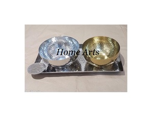 Hammered Silver and Gold Chocolate <b>Bowls</b> Newest Design Rectangular Shape Hammered <b>Metal</b> Chocolate Tray - Product Image 1
