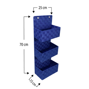 Almacenamiento de pared de tela azul Beige 3 estantes 25x15x70cm estante de baño organizador 3 estantes 25x15x70cm estante de baño de tela-bebé - Product Image 2