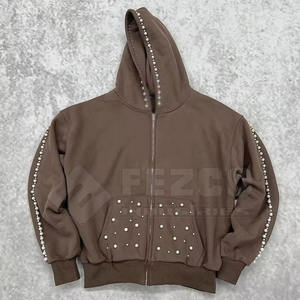 Sweat à capuche d'hiver en strass pour hommes de luxe Polyester/coton mélangé respirant Streetwear pull décontracté Look tendance - Product Image 1