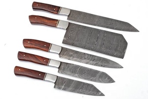 Juego de chef de cocina de acero de Damasco hecho a mano, cuchillo de metal de diseño personalizado de alta calidad para cortar alimentos con tapa - Product Image 2