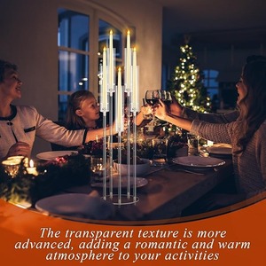 เชิงเทียนอะคริลิคใสแบบคริสตัล 5 แขน พร้อมโคมอะคริลิคสำหรับงานแต่งงาน งานเลี้ยงอาหารค่ำ - Product Image 5