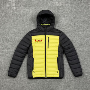 Veste matelassée pour homme en deux tons, tissu 100% polyester, rembourrage en coton, motif uni, style fermeture éclair, capuche, veste à bulles - Product Image 1