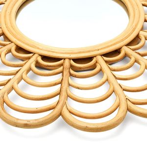 Indonesio hecho a mano diseño bohemio ratán en forma de flor 60x60cm espejos de pared Natural lujoso decoración del hogar colecciones especiales - Product Image 3